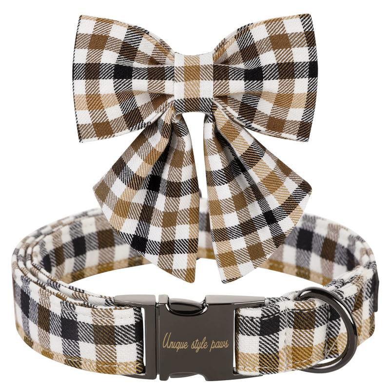 Unique Style Paws Christmas Dog Collar with Bow Tie for Small Medium Large Dogs as Autumn Winter Gifts
