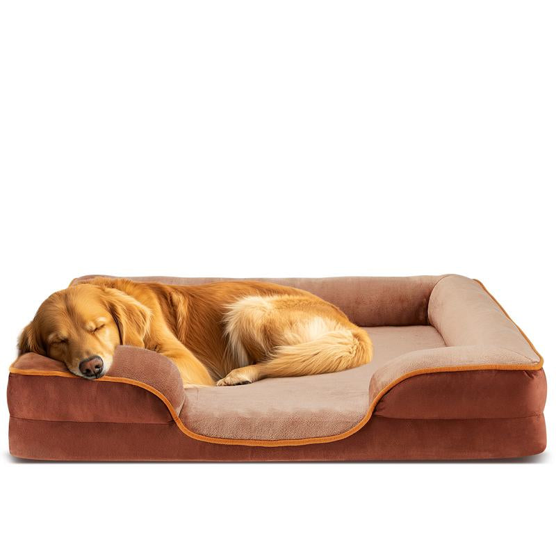 【Deal】Orthopedic Dog Bed for Large Size Dogs, Supportive Memory Foam Dog Sofa with Washable Removable Cover, Non-Slip Base, Waterproof Pet Couch Bed