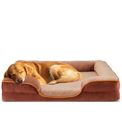 【Deal】Orthopedic Dog Bed for Large Size Dogs, Supportive Memory Foam Dog Sofa with Washable Removable Cover, Non-Slip Base, Waterproof Pet Couch Bed