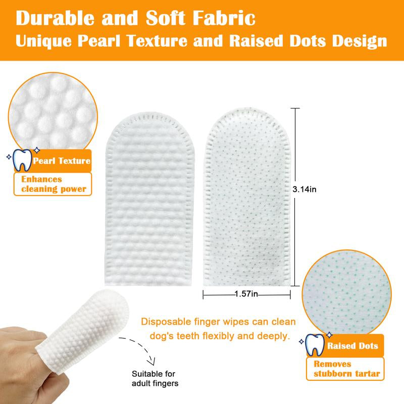 Volmees 50 PCS Pet Dental Finger Wipes for Dogs & Cats, Dog Dental Care Wipes, Reduce Plaque & Tartar Buildup, Freshen Breath