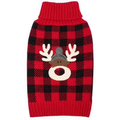 KYEESE Cozy Christmas Dog Sweater with Reindeer Pattern Festive Pet Costume Cute Holiday Outfit for Pets