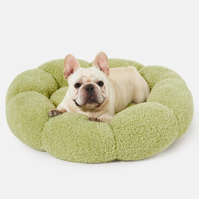 Lesure Calming Flower Bed - Flower Donut round Fluffy Puppy Bed in Plush Teddy Sherpa, Non-Slip Cute Flower Beds for Indoor, Machine Washable Dog Furniture Pet Supplies