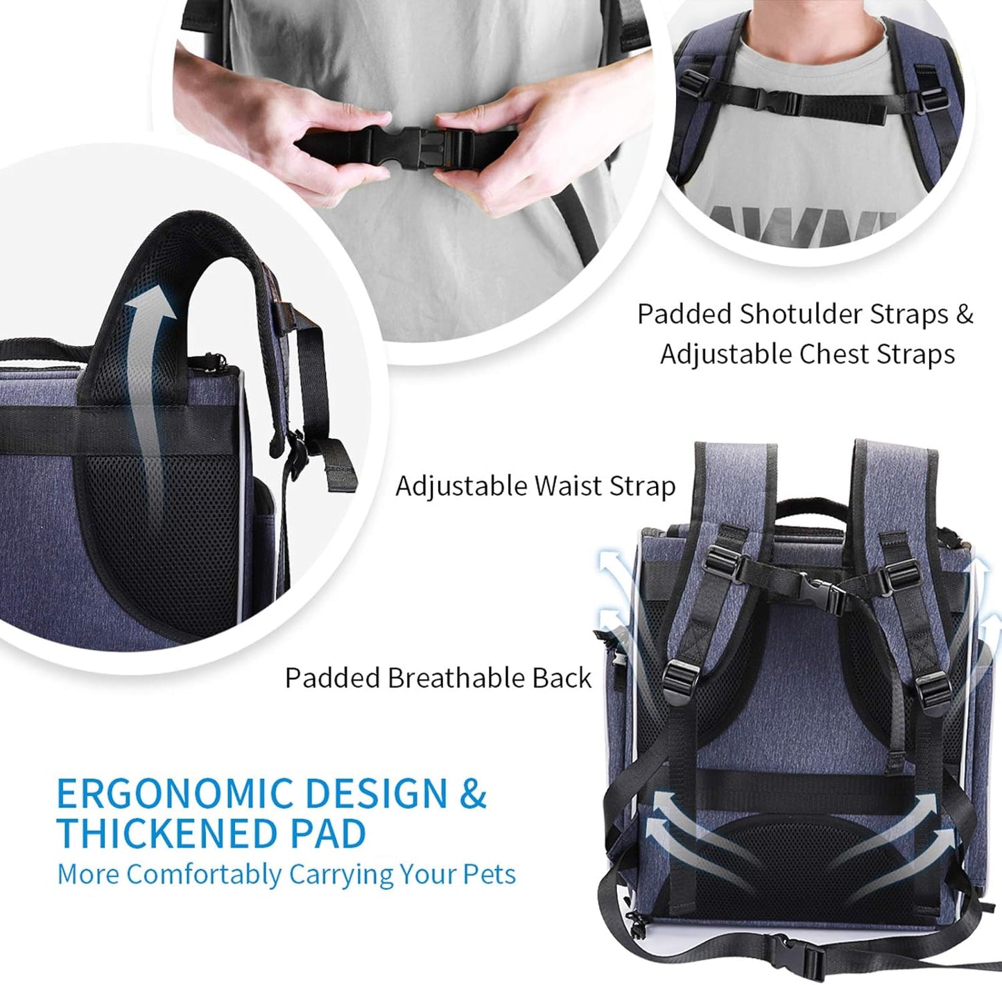 ® Cat Carrier Backpack, Foldable Pet Backpack Carrier for Cats & Small Dogs, Breathable Dog Carrier Backpack with Inner Safety Leash + Folding Bowl Ideal for Travel Camping Hiking