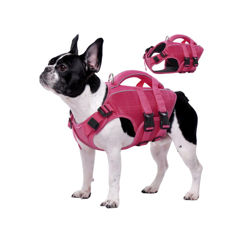 Kuoser Ripstop Dog Life Jacket High Buoyancy Reflective Dog Life Vest for Swimming, Boating, Adjustable Small to Large, Lightweight Design