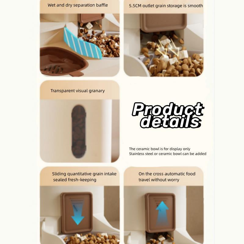 Gift for Pets, Pet Food Dispenser & Water Dispenser, 2 in 1 Pets Automatic Feeder, Large Capacity Pet Feeding Dispensers for Dog & Cat, Christmas Gift