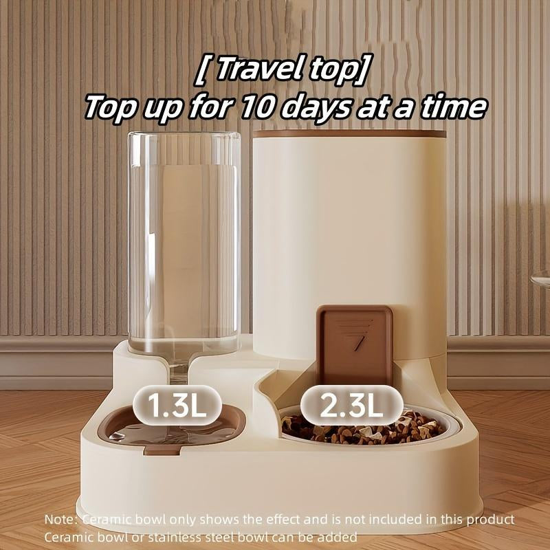 Gift for Pets, Pet Food Dispenser & Water Dispenser, 2 in 1 Pets Automatic Feeder, Large Capacity Pet Feeding Dispensers for Dog & Cat, Christmas Gift