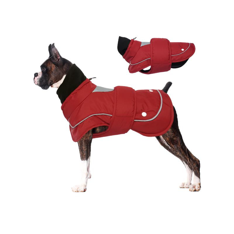 Kuoser Dog Winter Coat, 2-Piece Set Dog Jackets for Large Dogs Winter Waterproof Dog Coats, Reflective Dog Cold Weather Coats, Windproof Turtleneck Pet Puffer Snowsuit Clothes with Harness Hole