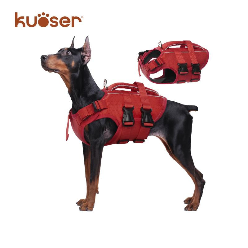 Kuoser Ripstop Dog Life Jacket High Buoyancy Reflective Dog Life Vest for Swimming, Boating, Adjustable Small to Large, Lightweight Design