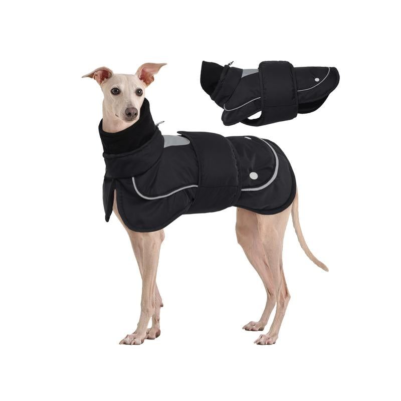 Kuoser Dog Winter Coat, 2-Piece Set Dog Jackets for Large Dogs Winter Waterproof Dog Coats, Reflective Dog Cold Weather Coats, Windproof Turtleneck Pet Puffer Snowsuit Clothes with Harness Hole