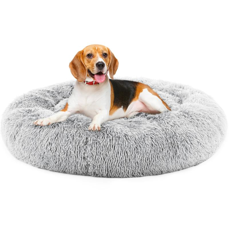 Pettrove Calming Dog Bed for Dogs and Cats, Washable Small Pet Bed, Anti-Slip round Fluffy Plush Faux Fur