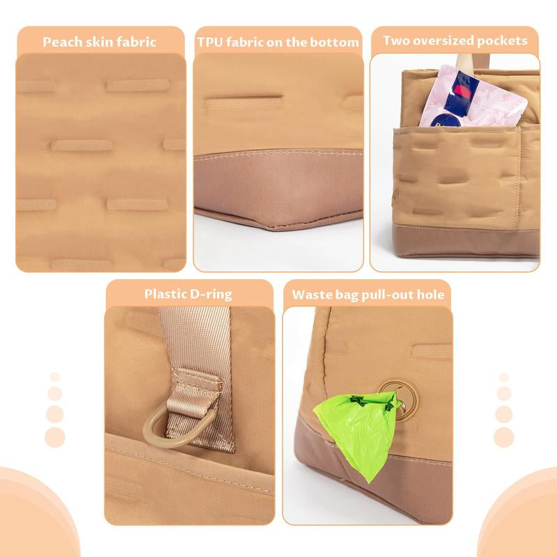 Petsfit Small Dog Carrier Purse, Portable Pet Carrier Tote Cat Carrier with Pockets, Adjustable Safety Leash, Poop Dispenser, Waterproof TPU Bottom,Khaki