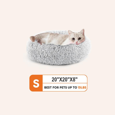 Pettrove Calming Dog Bed for Dogs and Cats, Washable Small Pet Bed, Anti-Slip round Fluffy Plush Faux Fur