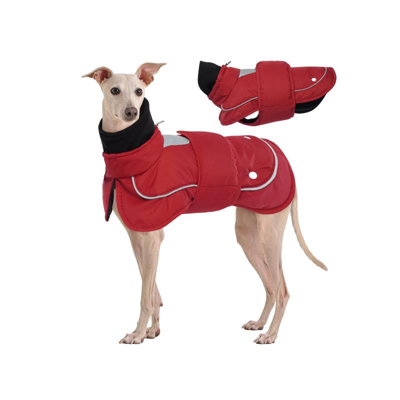 Kuoser Dog Winter Coat, 2-Piece Set Dog Jackets for Large Dogs Winter Waterproof Dog Coats, Reflective Dog Cold Weather Coats, Windproof Turtleneck Pet Puffer Snowsuit Clothes with Harness Hole