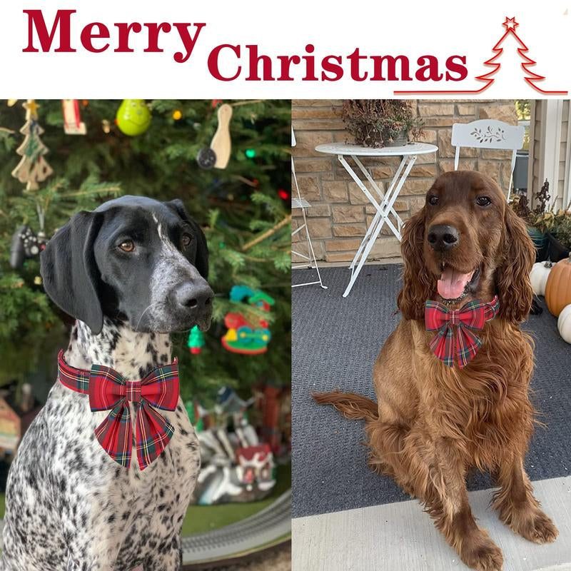 Unique Style Paws Christmas Dog Collar with Bow Tie for Small Medium Large Dogs as Autumn Winter Gifts